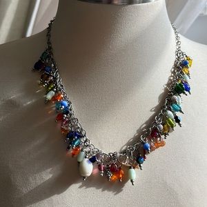 Fun fringed beaded multicolor bead necklace